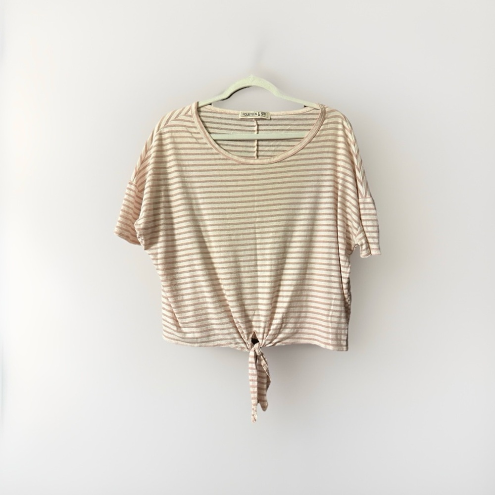 Casual Striped Tie-Front Tee